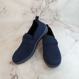 Orthofeet Women Size 8.5 B Quincy Blue Knit Stretch Slip On Casual Sneaker Shoes